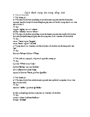 Cách đánh trọng âm trong tiếng Anh